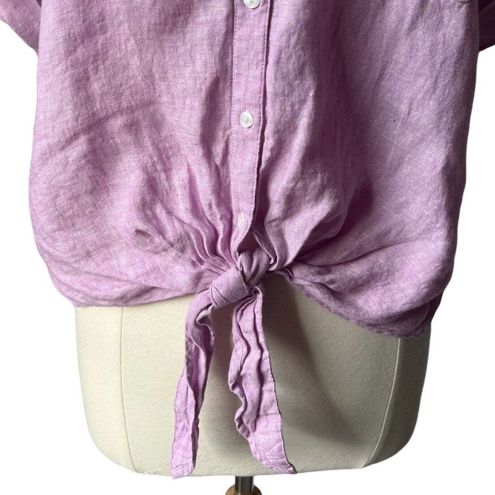 Linen Lavender Button Down Shirt - Picture 4 of 9